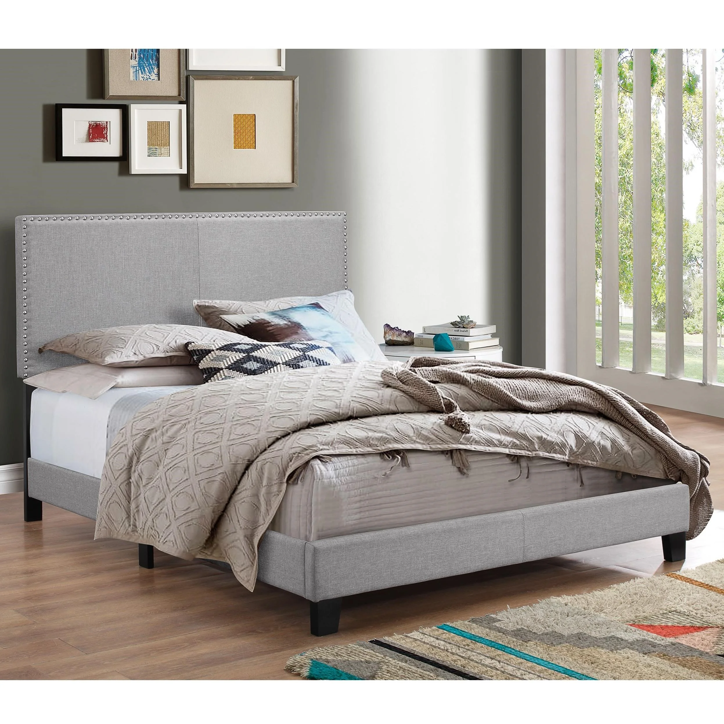 Crown Mark Erin 5271GYQNH Queen Upholstered Headboard Bed Value